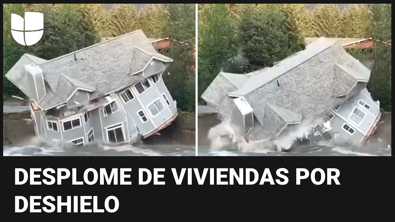 El calor causa estragos en Alaska: dos casas cayeron a un río por el deshielo de los glaciares