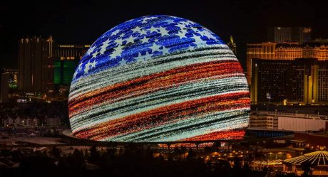 New massive LED sphere in Las Vegas lights up for the first time